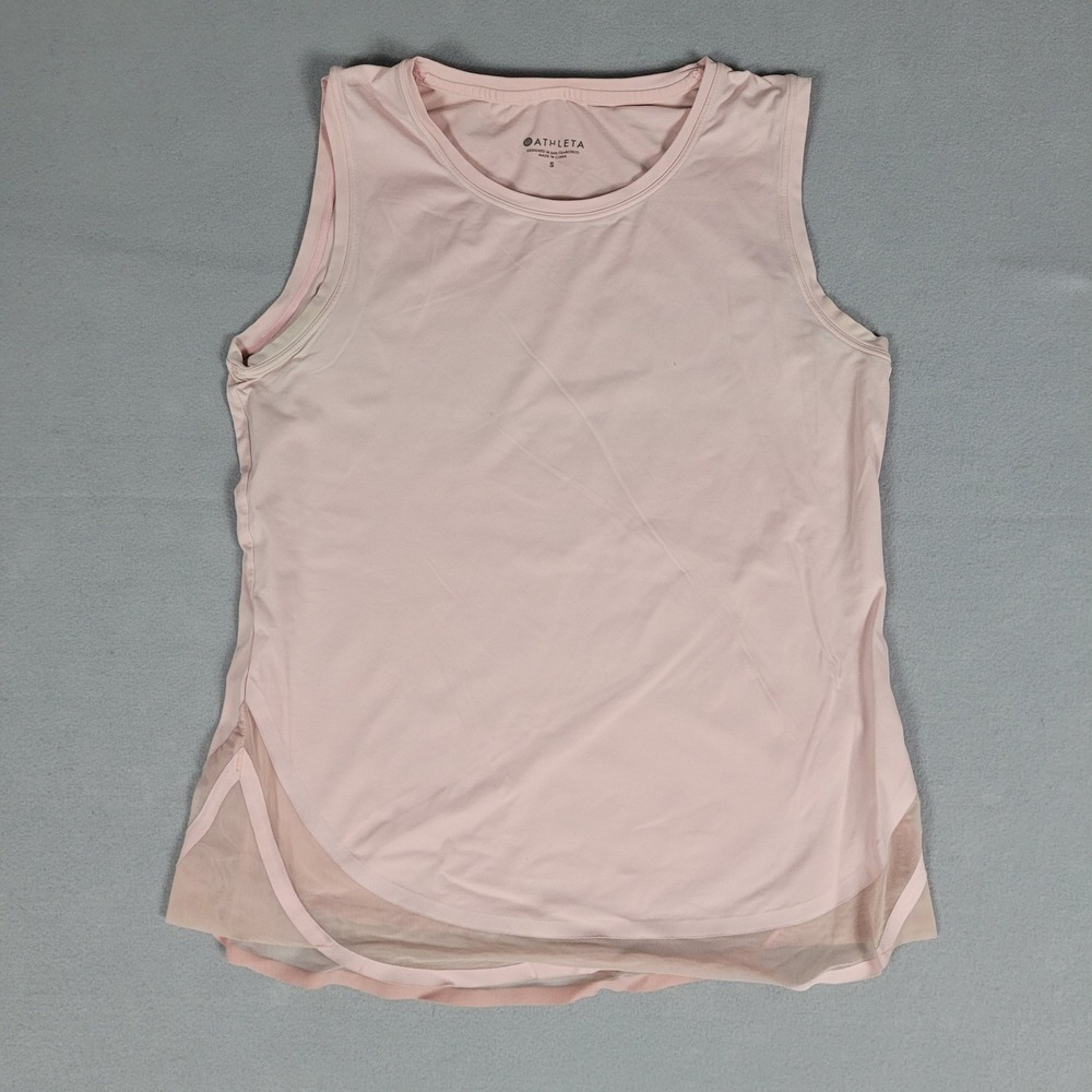 Athleta Tank Top‎ Mens Small Pink Active Mesh Hem Nylon Spandex 404739-00